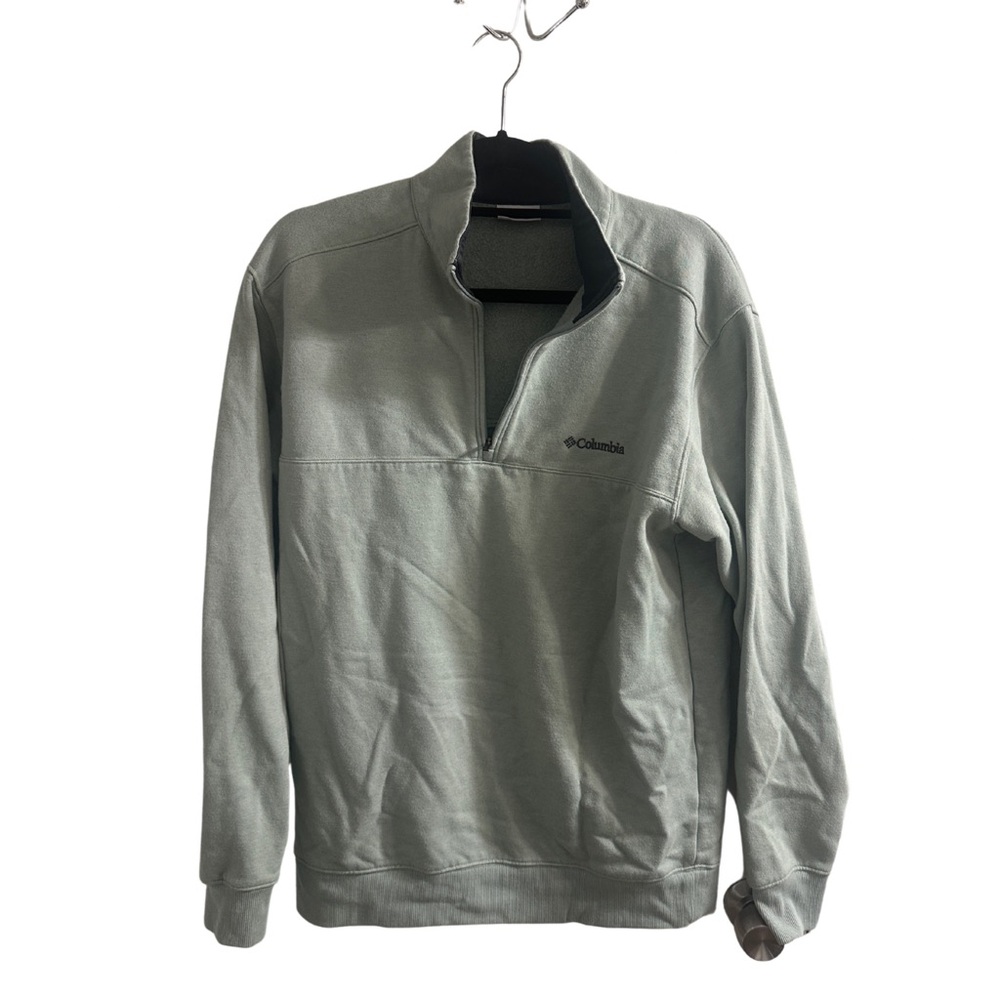 Columbia Light Green Zip Up Sweater with Mock Neck